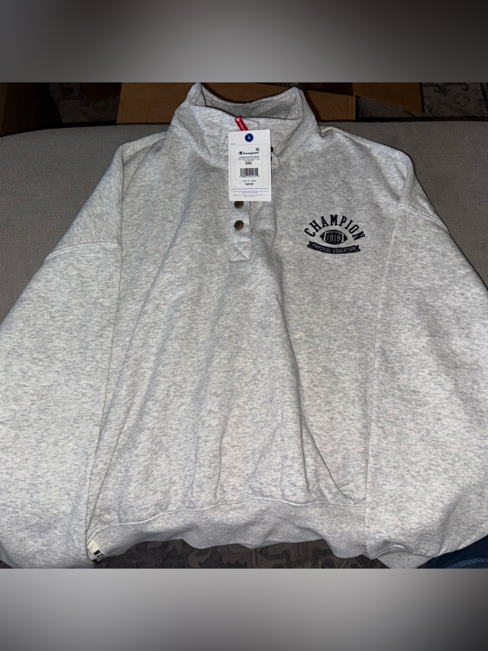 Womens Champion long sleeve fleece 1/4 snap Cropped pullover XXL